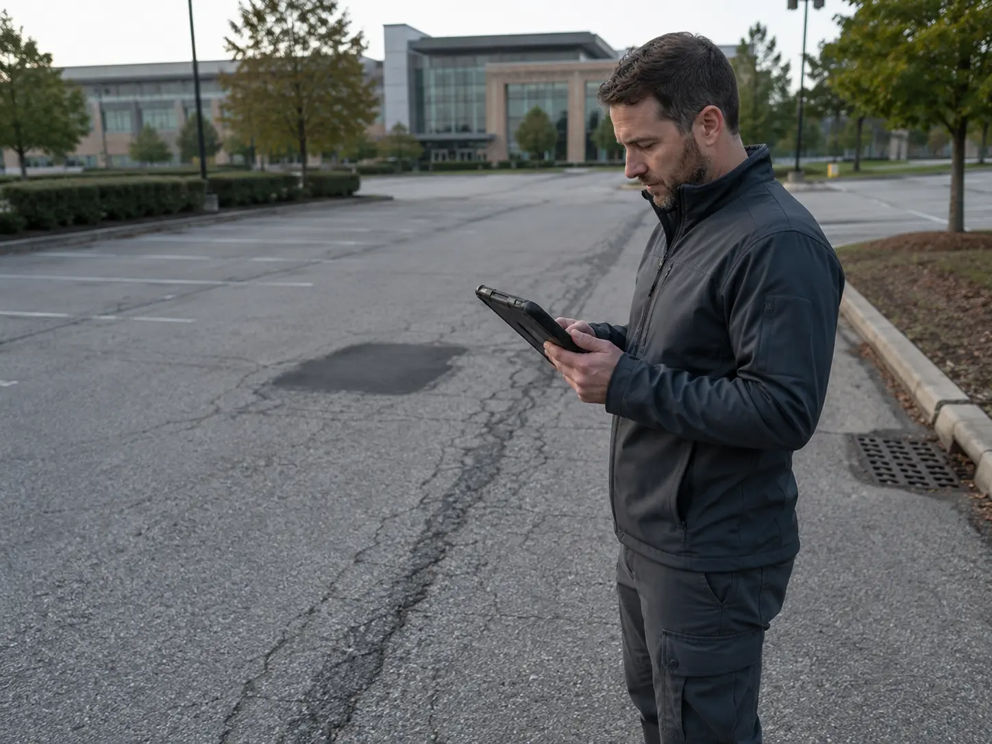 Pavement condition documented during a property review